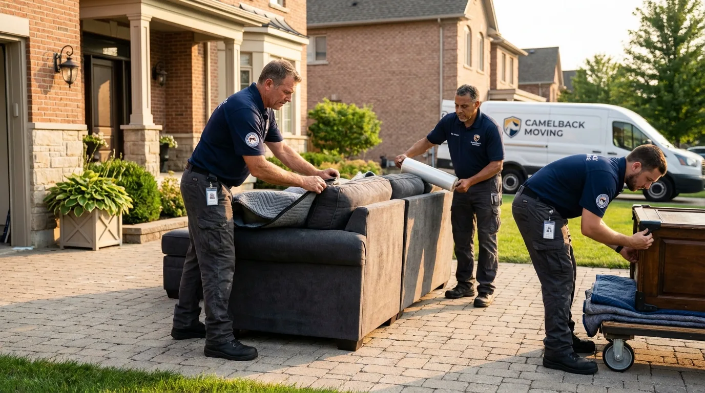 Large estate moving crew wrapping furniture in Allentown, NJ